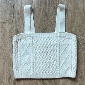 H&M Women’s Chic Cream Crop Top Cable Knit Sweater Size Small